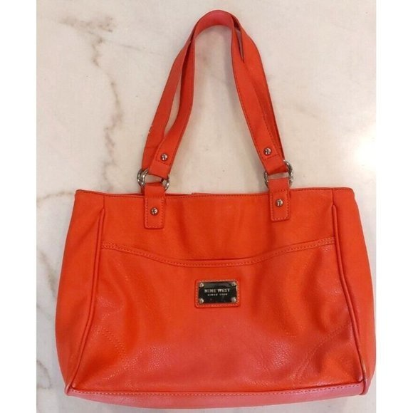 Nine West Handbags - Women's Nine‎ West Faux Tangerine Leather Double Handle Tote Shoulder Bag
